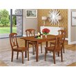 Pemberly Row Picasso 5-Piece Dining Set with Butterfly Leaf in Saddle Brown