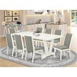 Pemberly Row 9-Piece Wood Dining Set in Linen White/Shitake Finish