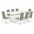 Pemberly Row 9-Piece Wood Dining Set in Linen White/Shitake Finish