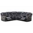 Pemberly Row Manual Recliner L-Shaped Sectional Sofa PU Leather in Black