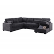 Pemberly Row Modern Sectional Sleeper Pull Out Bed Fabric in Dark Gray
