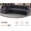Pemberly Row Modern Sectional Sleeper Pull Out Bed Fabric in Dark Gray