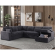 Pemberly Row Modern Sectional Sleeper Pull Out Bed Fabric in Dark Gray