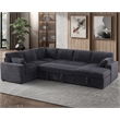 Pemberly Row Modern Sectional Sleeper Pull Out Bed Fabric in Dark Gray