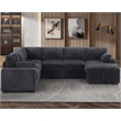 Pemberly Row Modern Sectional Sleeper Pull Out Bed Fabric in Dark Gray