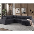 Pemberly Row Modern Sectional Sleeper Pull Out Bed Fabric in Dark Gray