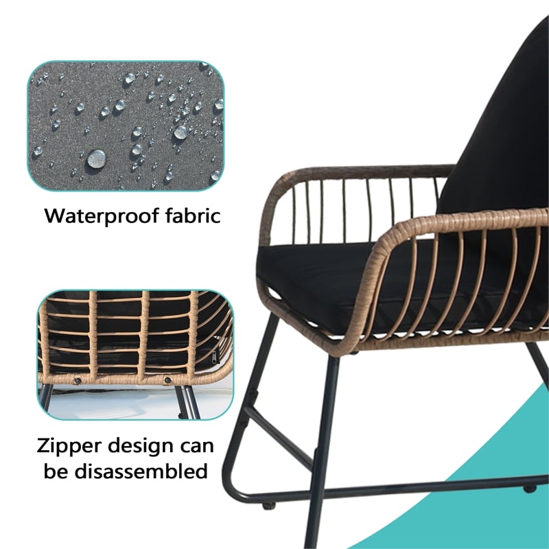 Pemberly Row 4-Piece Rattan Wicker Outdoor Patio Set with Table