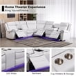 Pemberly Row Power Reclining L-Shaped Sectional Sofa PU Leather in White