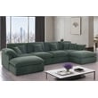 Pemberly Row U-Shaped Chenille Cloud Sectional Sofa with Ottoman in Green