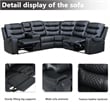 Pemberly Row Modern L-Shaped Manual Reclining Faux Leather Sofa in Black