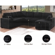 Pemberly Row Modern Sectional Sleeper Sofa Pull Out Bed Fabric in Black
