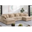 Pemberly Row U-Shaped Chenille Cloud Sectional with Ottoman in Light Camel