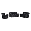 Pemberly Row 3-Piece Faux Leather Reclining Sofa Set in Black