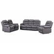 Pemberly Row 3-Piece Faux Leather Reclining Sofa Set Bluetooth in Gray