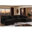 Pemberly Row U-Shaped Chenille Cloud Sectional Sofa with Ottoman in Black