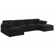 Pemberly Row U-Shaped Chenille Cloud Sectional Sofa with Ottoman in Black