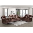Pemberly Row 3-Piece Faux Leather Reclining Sofa Set with Table in Brown