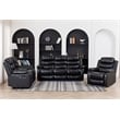 Pemberly Row 3-Piece Faux Leather Reclining Sofa Set Bluetooth in Black