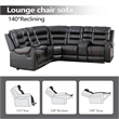 Pemberly Row 5-Seat L-Shaped Manual Reclining Faux Leather Sofa in Black