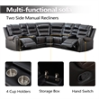 Pemberly Row 5-Seat L-Shaped Manual Reclining Faux Leather Sofa in Black
