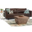Pemberly Row Solid Wood and Brass Square Coffee Table in Dark Brown
