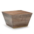 Pemberly Row Solid Wood and Brass Square Coffee Table in Dark Brown