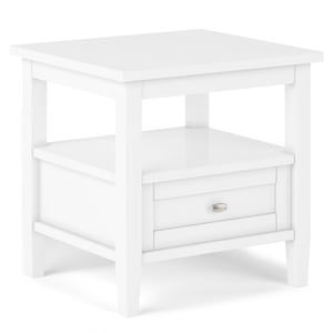 Pemberly Row Wood 20&quot Rectangle Transitional End Table in White