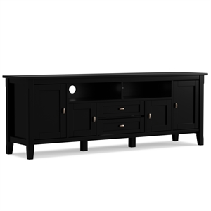 Pemberly Row Wood 72&quot TV Media Stand in Black for TVs up to 80&quot