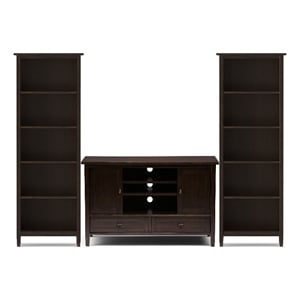 Pemberly Row 3-Piece 47&quot TV Stand and 72&quot Bookcase Set in Tobacco