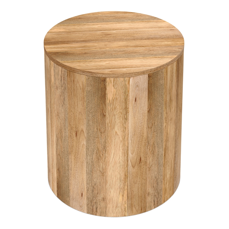 Pemberly Row 20 inch Wide Solid Mango Round End Table in Natural