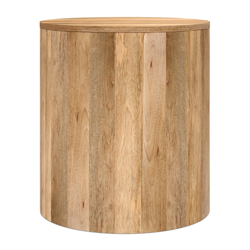 Pemberly Row 20 inch Wide Solid Mango Round End Table in Natural