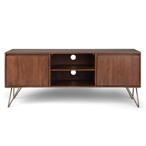 Pemberly Row Solid Mango Wood 60&quot TV Media Stand in Umber Brown
