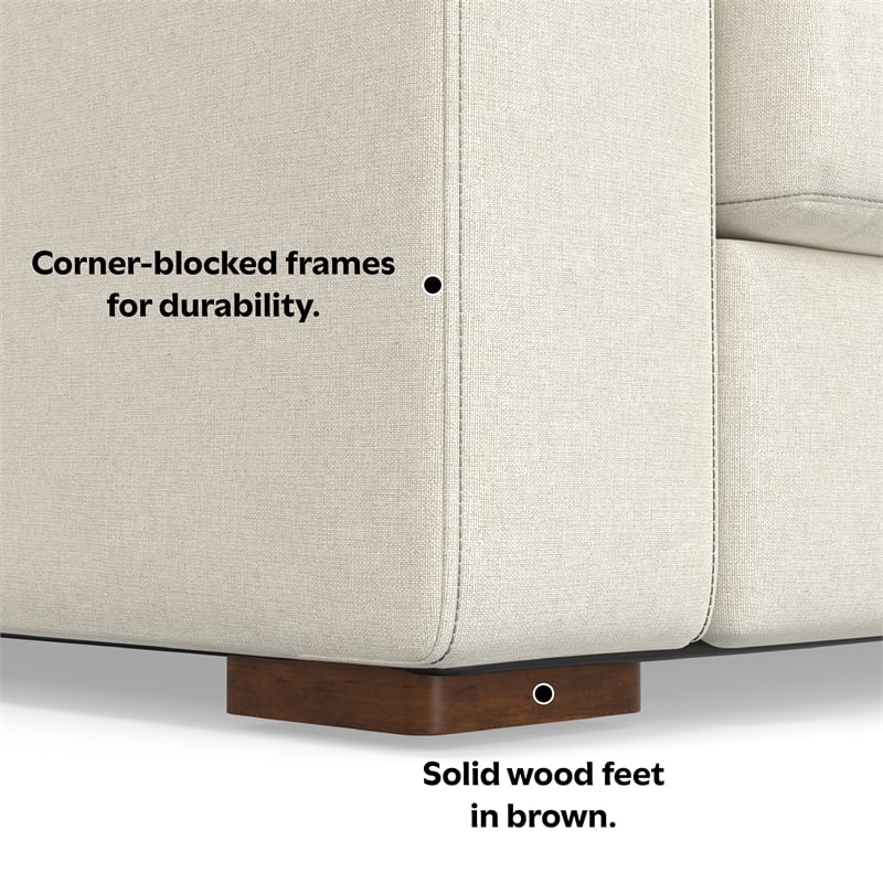 Pemberly Row 78 inch Loveseat Sofa in Off White Performance Fabric