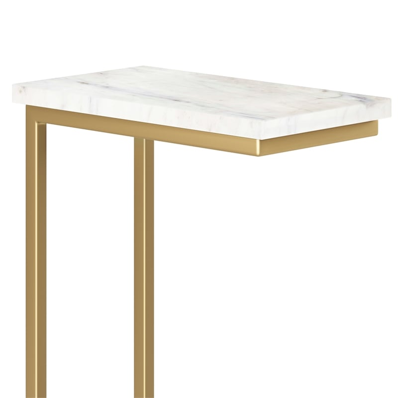 Pemberly Row 18 inch Wide Metal C Side Table with Marble Top