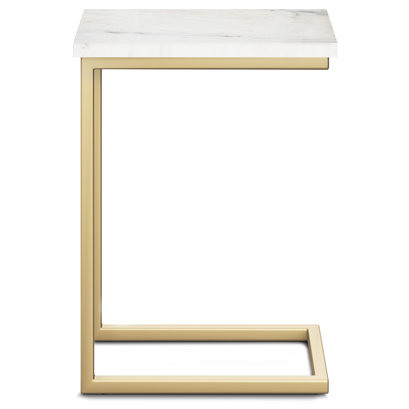 Pemberly Row 18 inch Wide Metal C Side Table with Marble Top