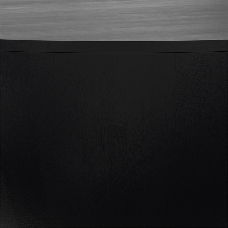 Pemberly Row 34 inch Wide Solid Mango Drum Coffee Table in Black