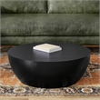 Pemberly Row 34 inch Wide Solid Mango Drum Coffee Table in Black