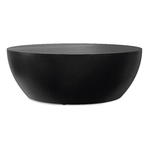 Pemberly Row 34 inch Wide Solid Mango Drum Coffee Table in Black