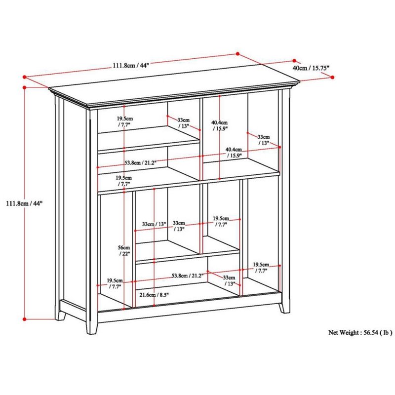 Pemberly Row Wood 8-Cube Multi-Size Bookcase in Hickory Brown
