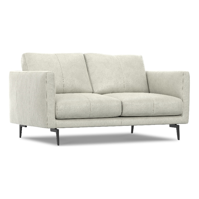 Pemberly Row 60 inch Wide Sofa in Light Smoke Gray Genuine Leather