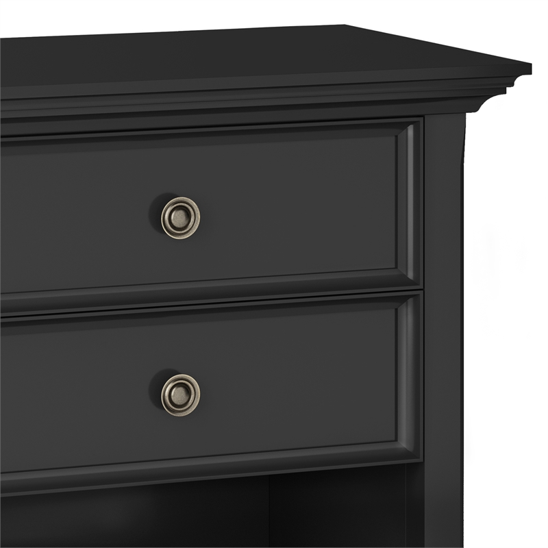 Pemberly Row 24 inch Solid Wood Bedside Table Set of 2 in Black
