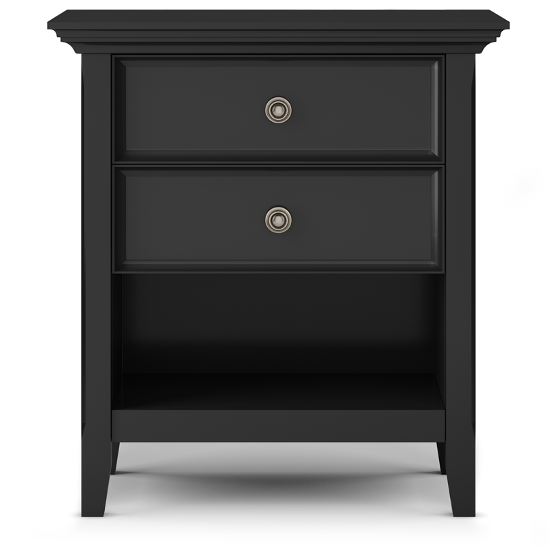 Pemberly Row 24 inch Solid Wood Bedside Table Set of 2 in Black