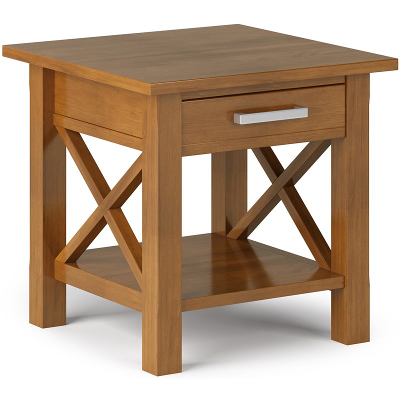 Pemberly Row Solid Wood Square End Table in Light Golden Brown