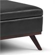 Pemberly Row Faux Air Leather Square Coffee Table Ottoman in Black