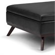 Pemberly Row Faux Air Leather Square Coffee Table Ottoman in Black