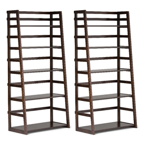 Pemberly Row 30&quot 5-Shelf Ladder Bookcase Set of 2 in Brunette Brown