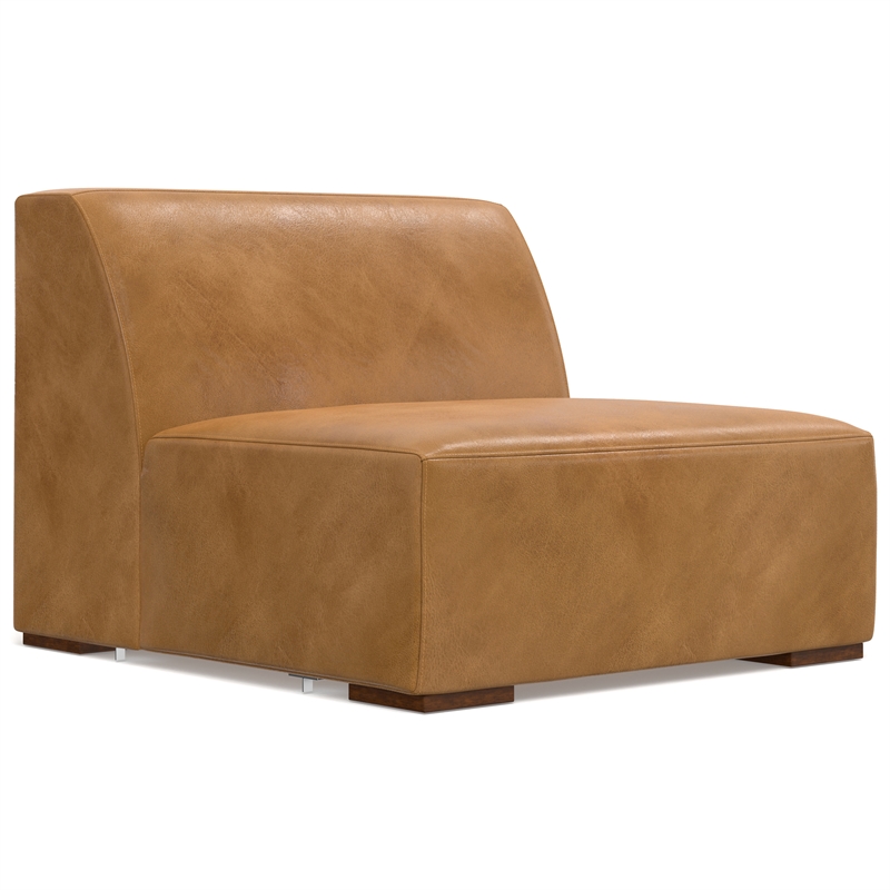 Pemberly Row Left Corner Sectional Sofa & Ottoman in Sienna Leather