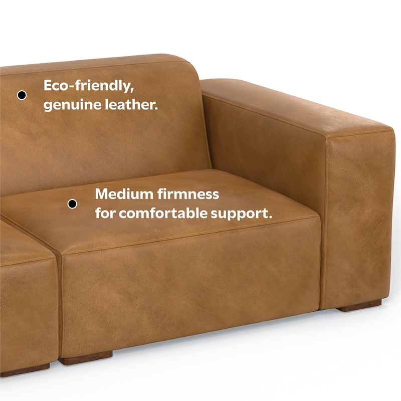 Pemberly Row Left Corner Sectional Sofa & Ottoman in Sienna Leather
