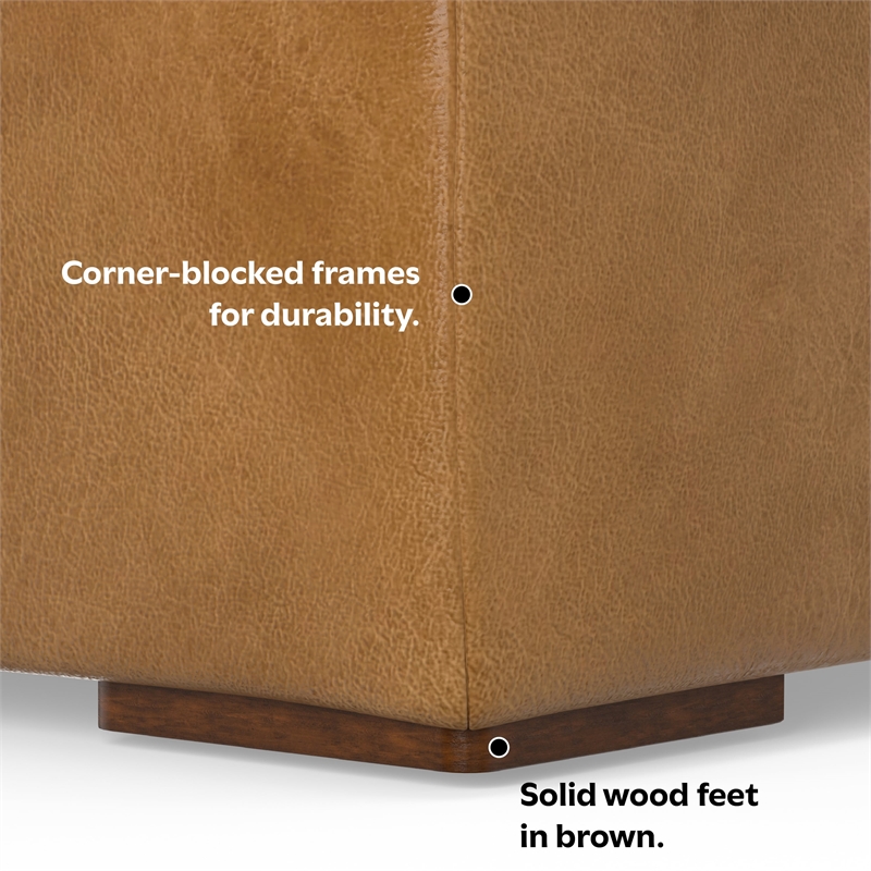 Pemberly Row Left Corner Sectional Sofa & Ottoman in Sienna Leather