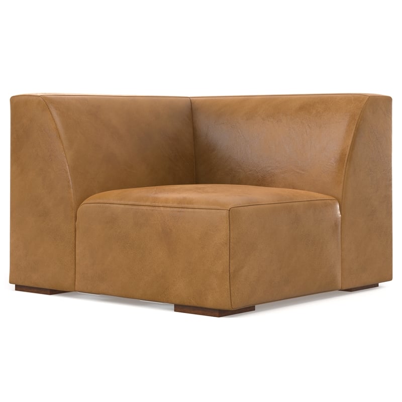 Pemberly Row Left Corner Sectional Sofa & Ottoman in Sienna Leather